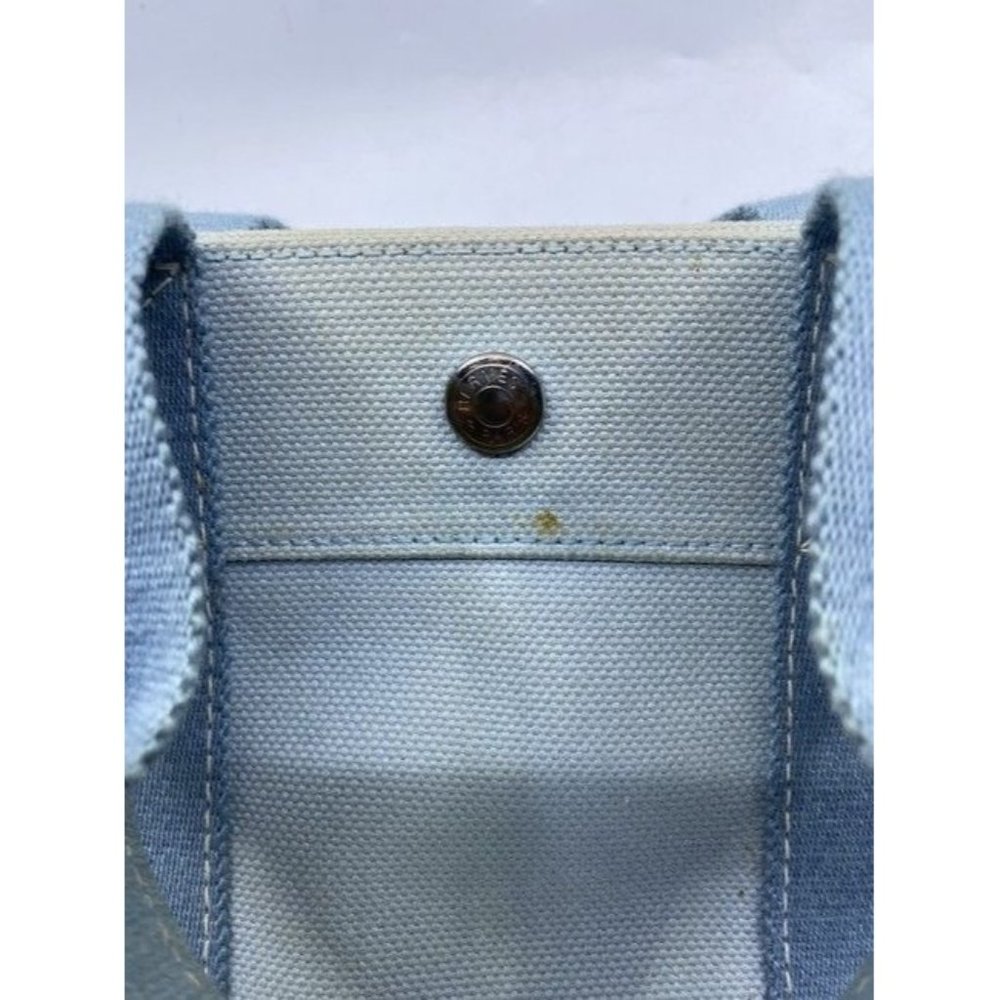 Hermes Deauville Toile Plage Mm Blue Cotton Tote - Picture 8 of 12